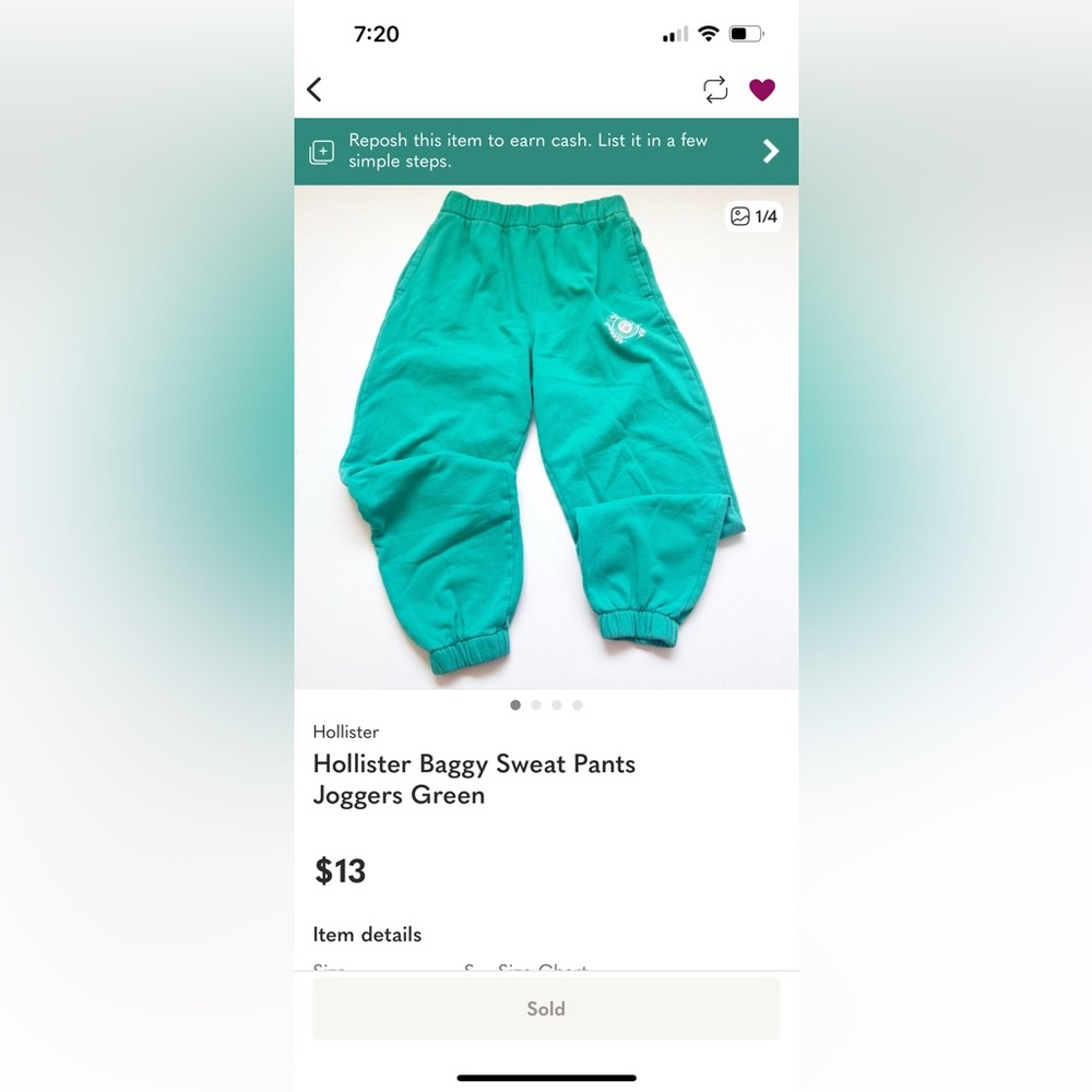 Hollister Baggy Sweat Pants Joggers Green